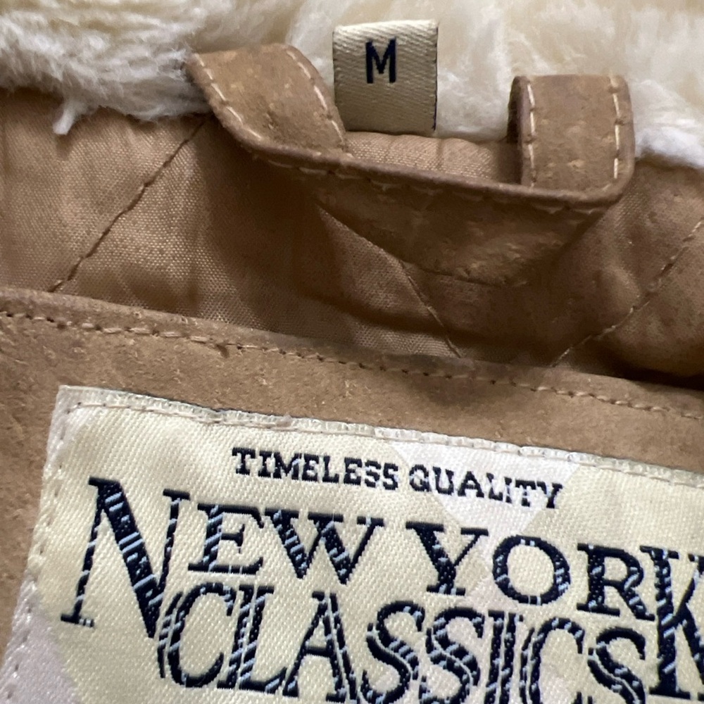 New York Classics Genuine Leather Shearling Jacket Coat Brown M - Picture 12 of 12